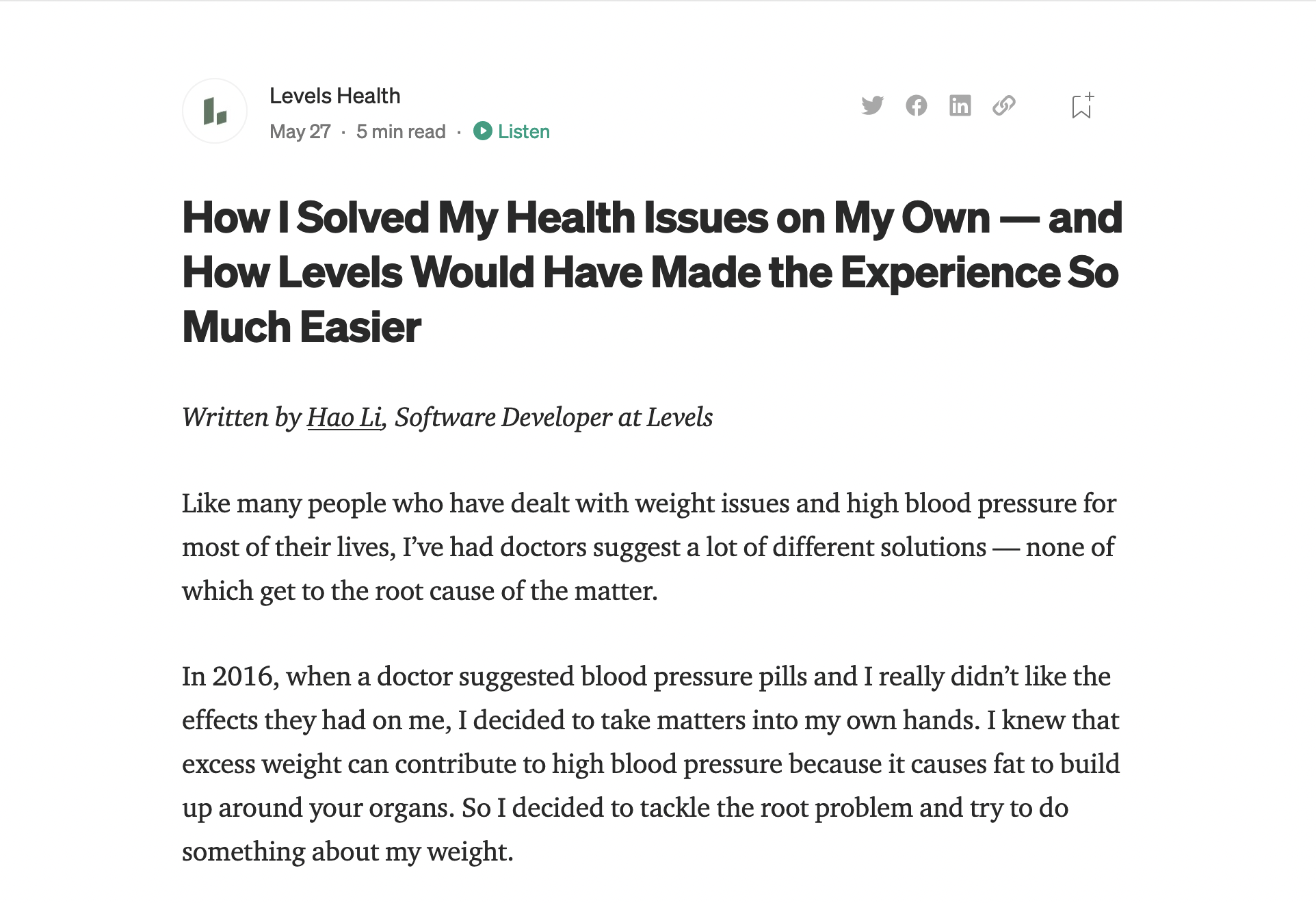 How I Solved My Health Issues on My Own — and How Levels Would Have Made the Experience So Much Easier