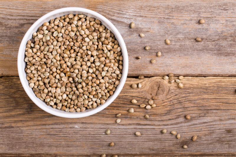 bowl of hemp seeds